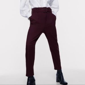 Maroon Belted Pants
